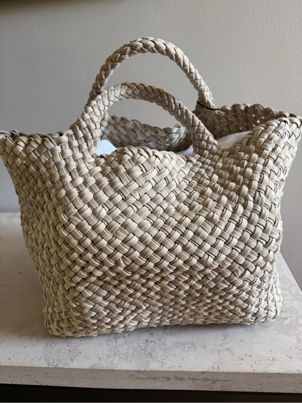 NWT Naghedi St Barth’s Medium Double-weave Cayman Beige Tote